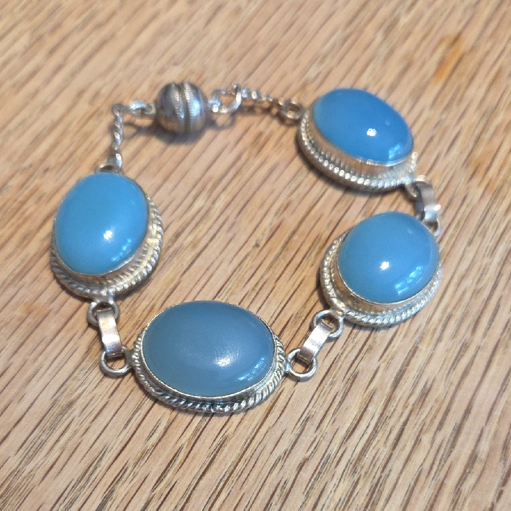 Silver Plate Chalcedony Bracelet
